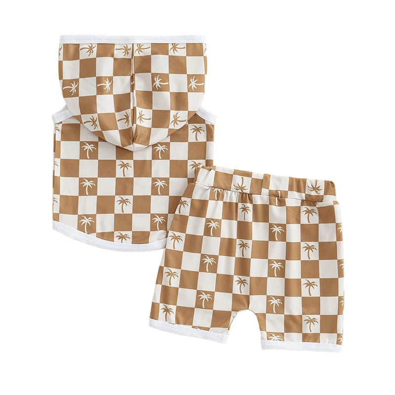 Checkered Palm Set | Brown