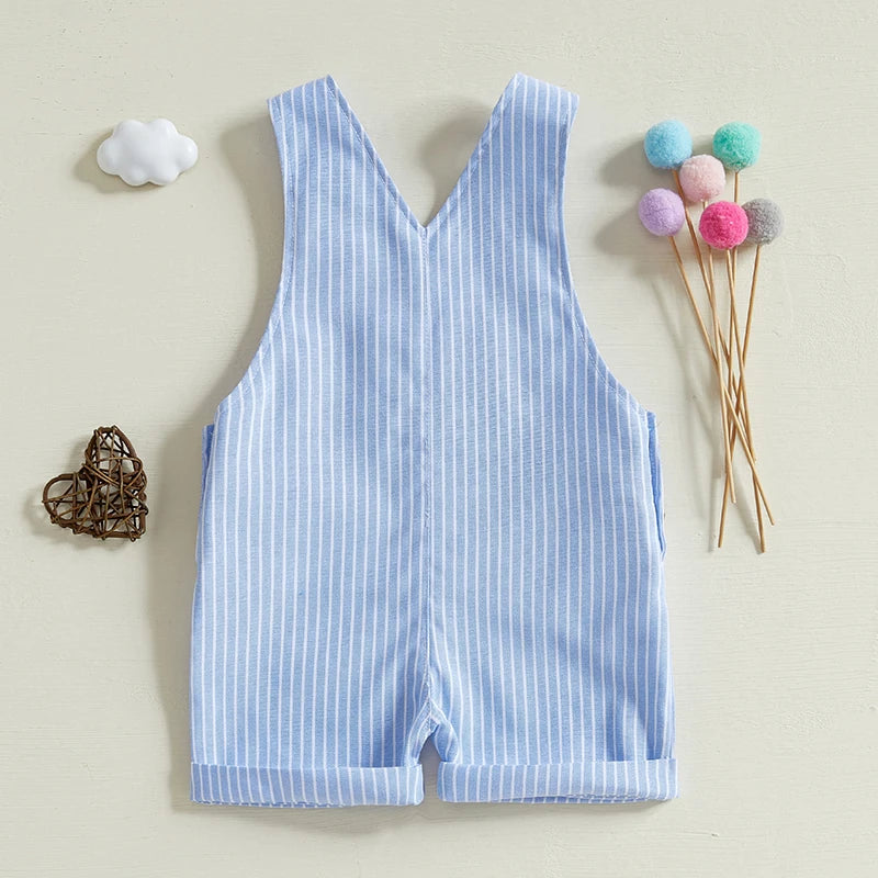 Summer Striped Overalls | Blue