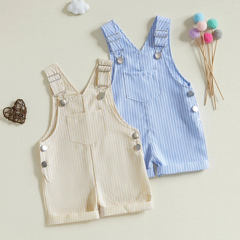 Summer Striped Overalls | Blue