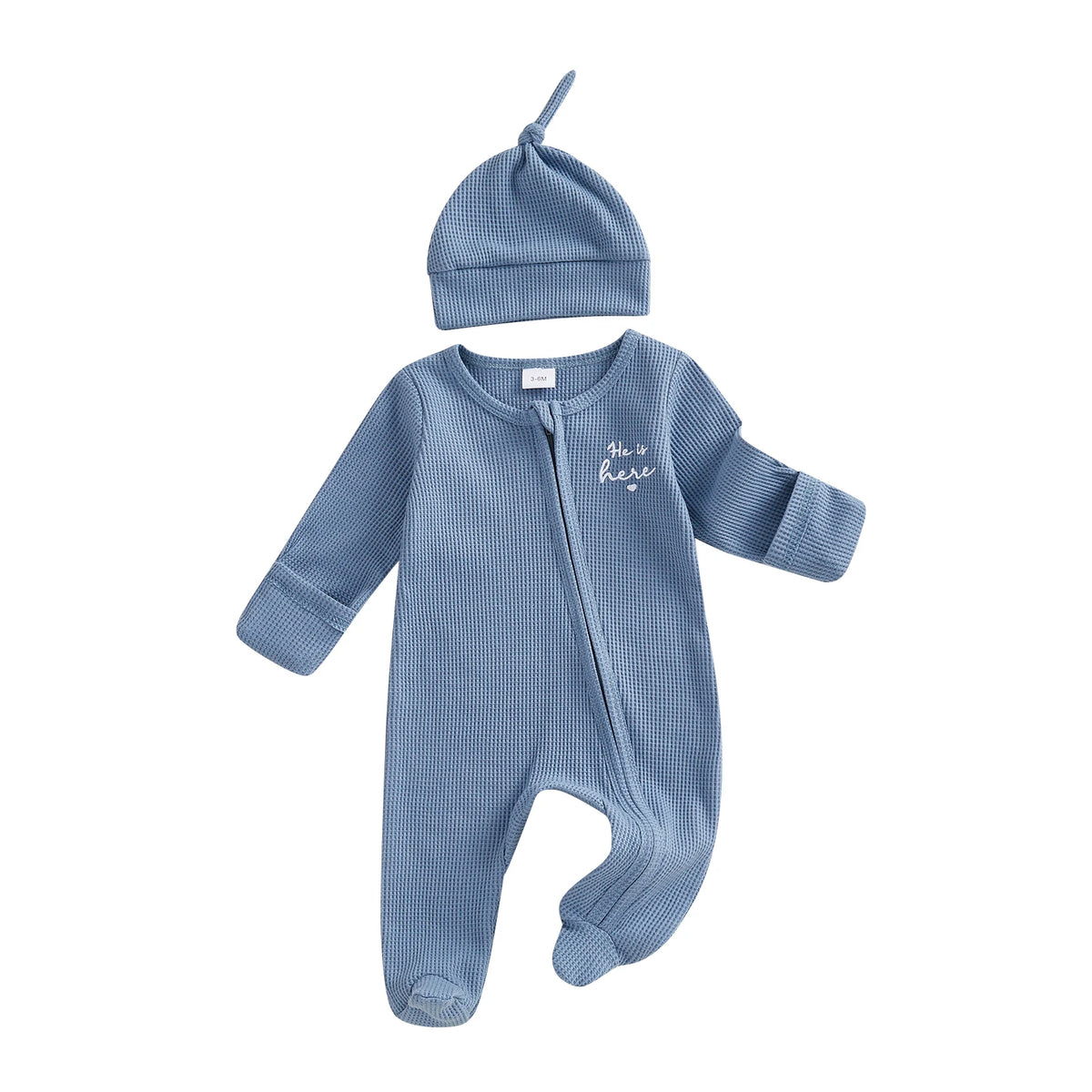 He Is Here Romper & Beanie