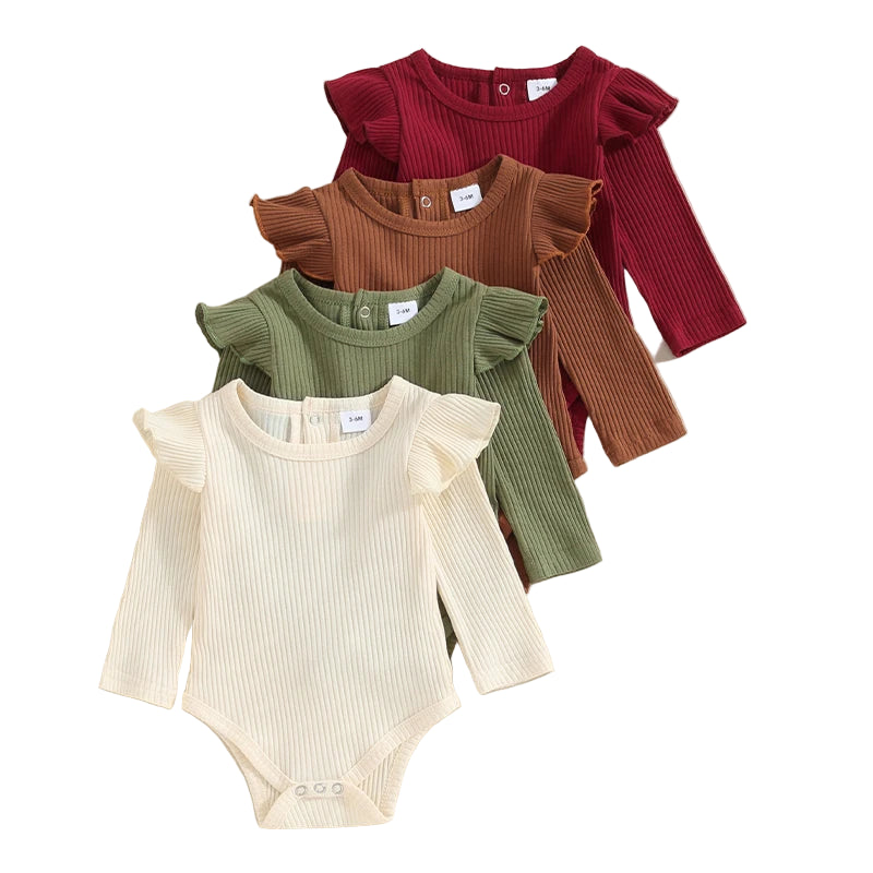 Ribbed Frill Shoulder Bodysuit | Cream