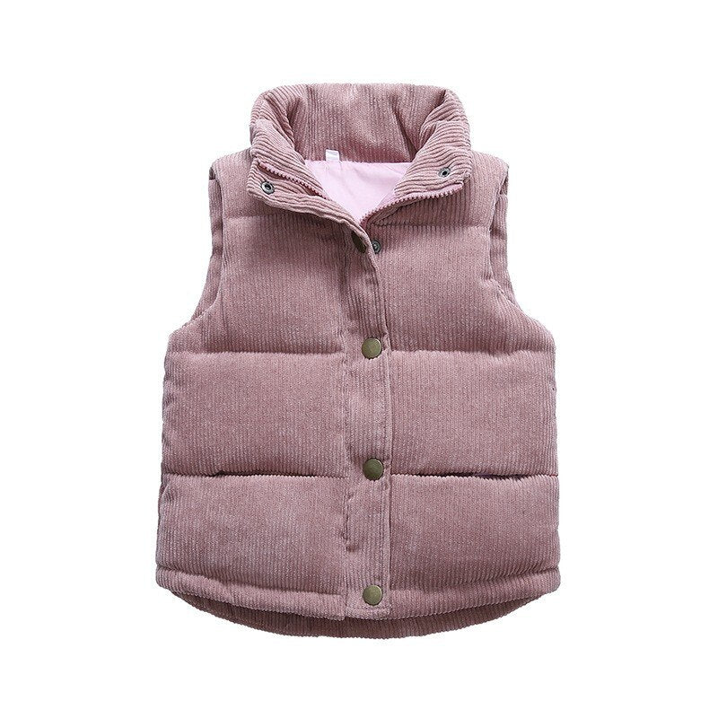 Corduroy Puffer Vest | Dusty Pink