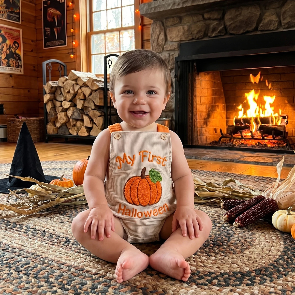My First Halloween Corduroy Romper