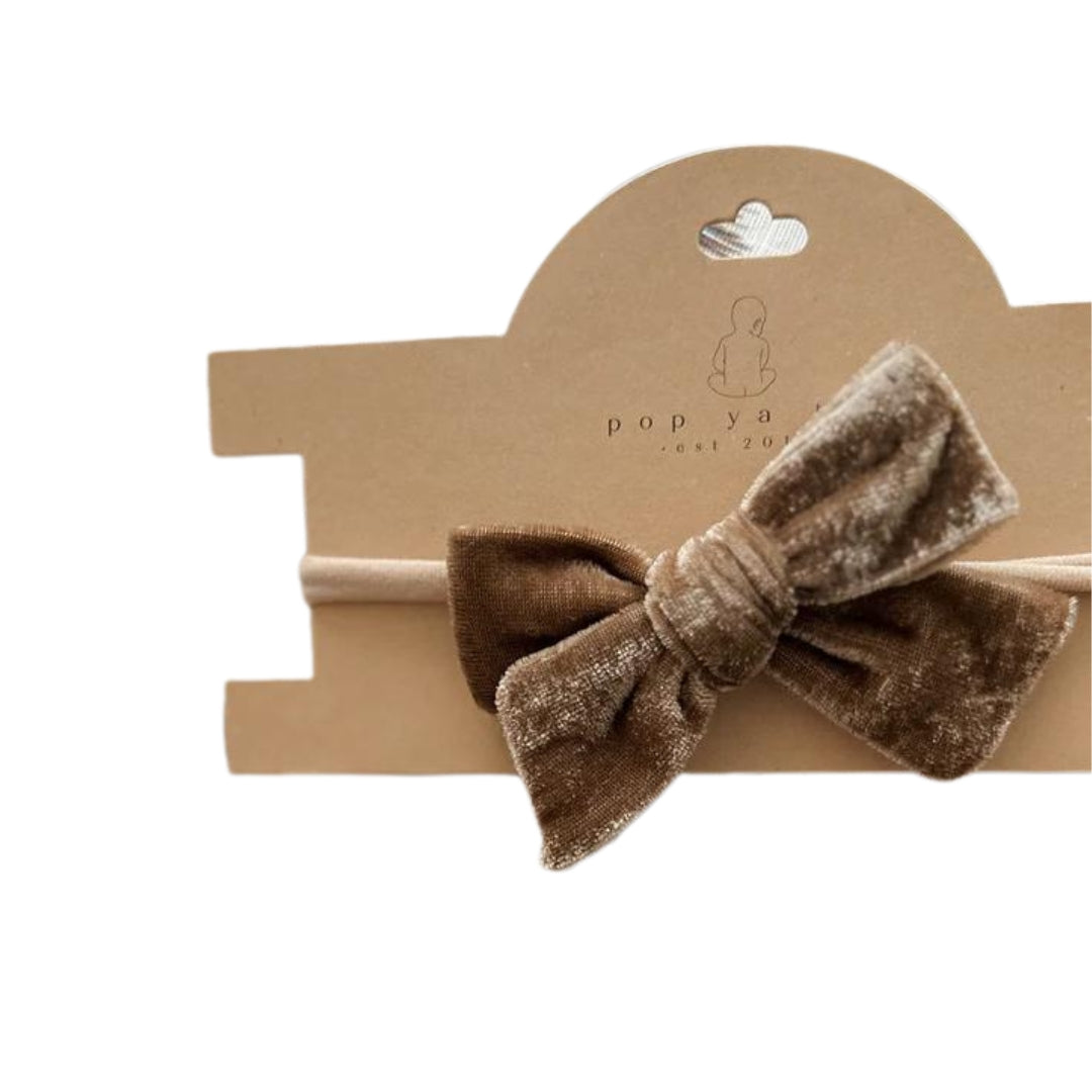 Pop Ya Tot - Velvet Baby Bow Headband | Chocolate