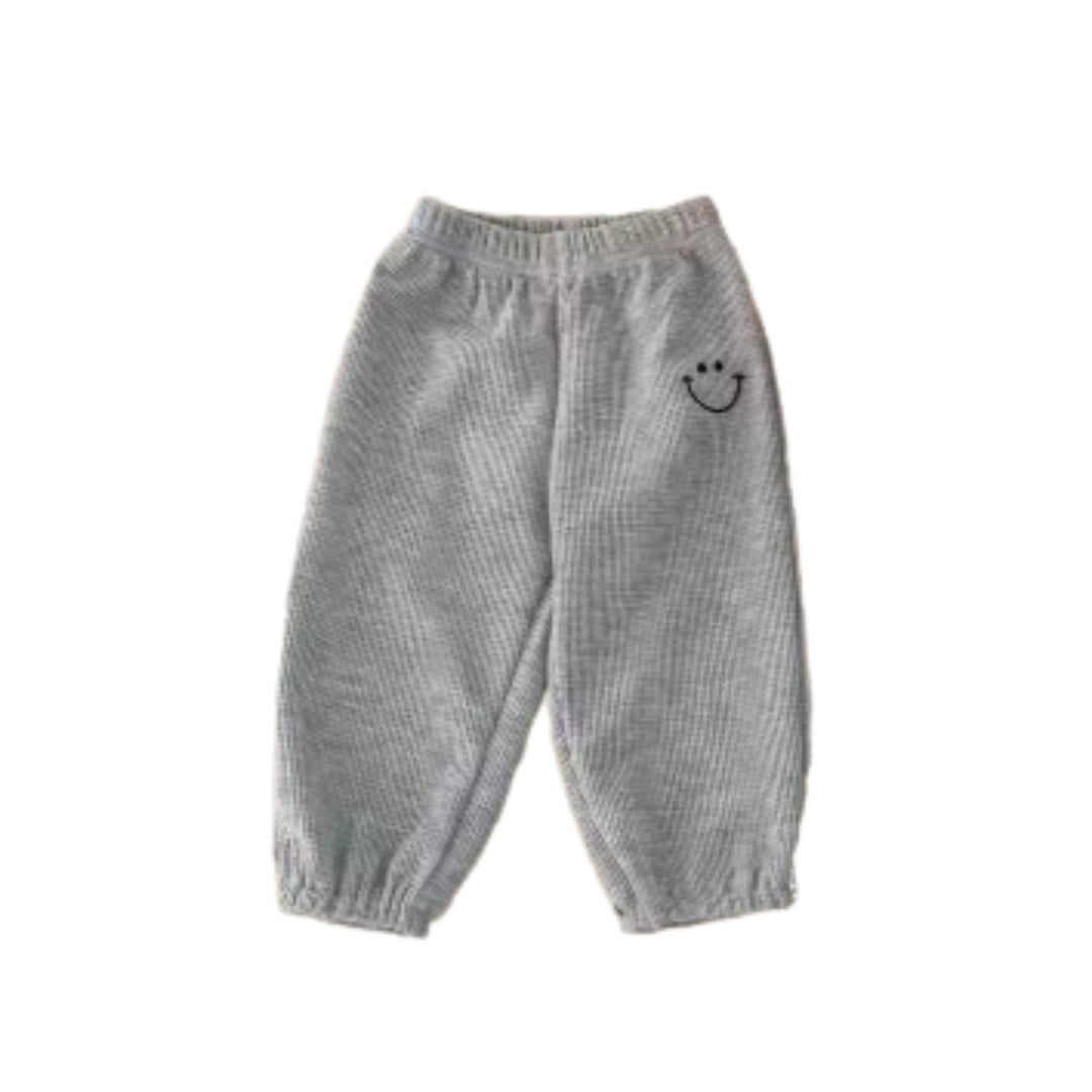 Happy Waffle Trackies | Grey