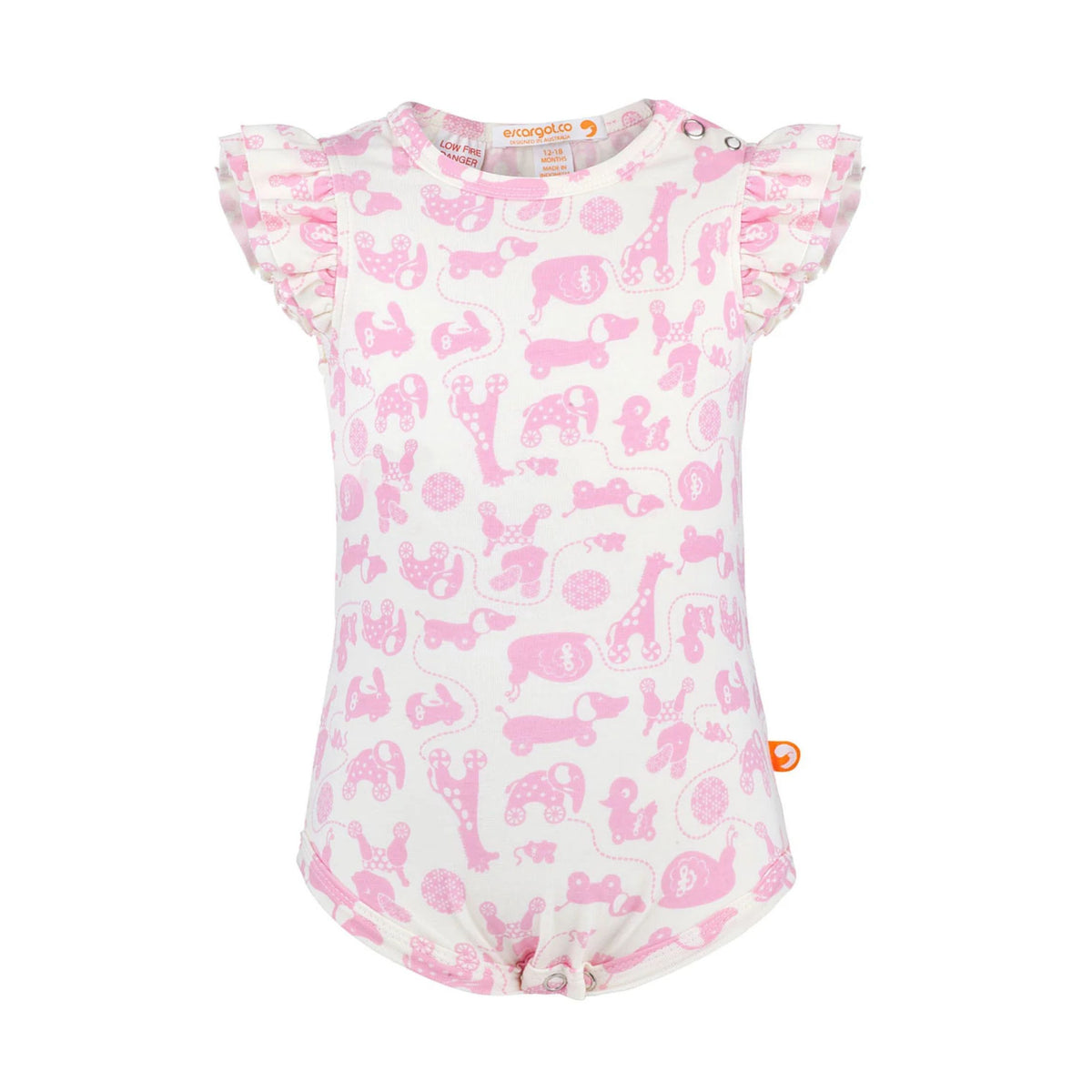 Sparkle Creative - Milk Cotton Frill Sleeve Jumpsuit | Pink Vintage Toy