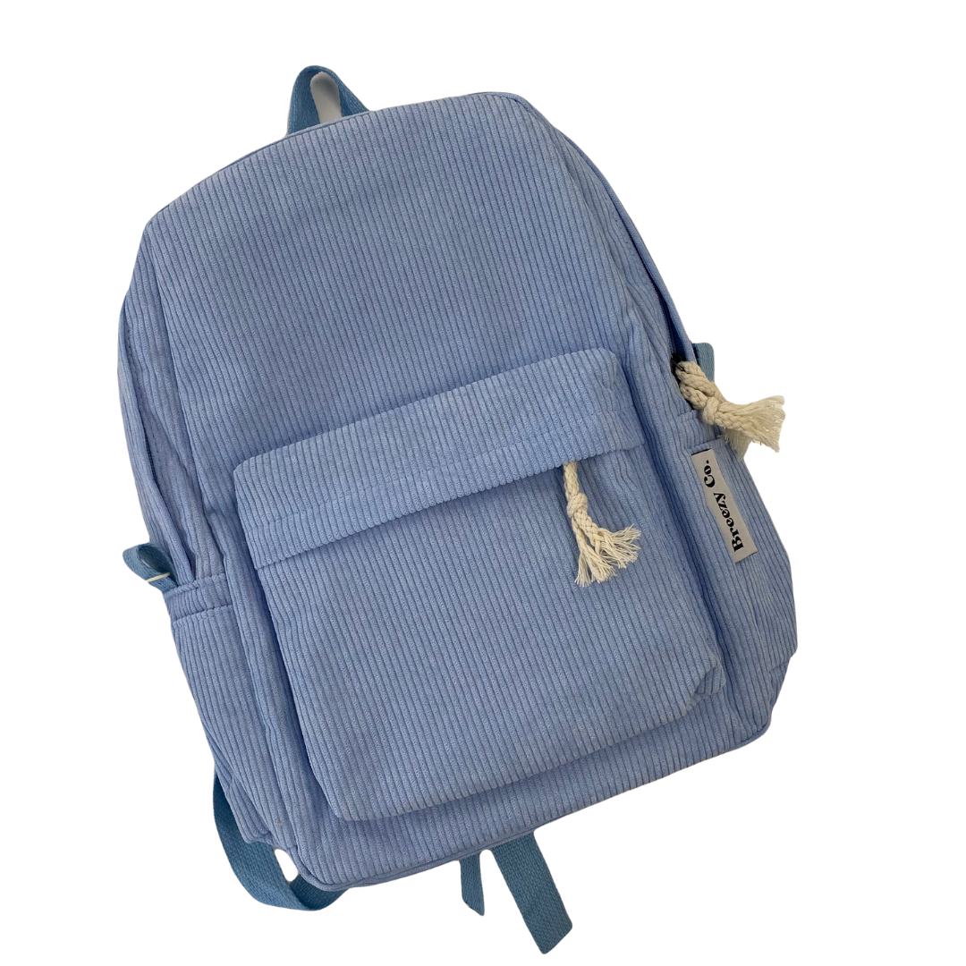 Breezy Co. - Personalised Corduroy Backpack | Sky Blue (Pre-Order)