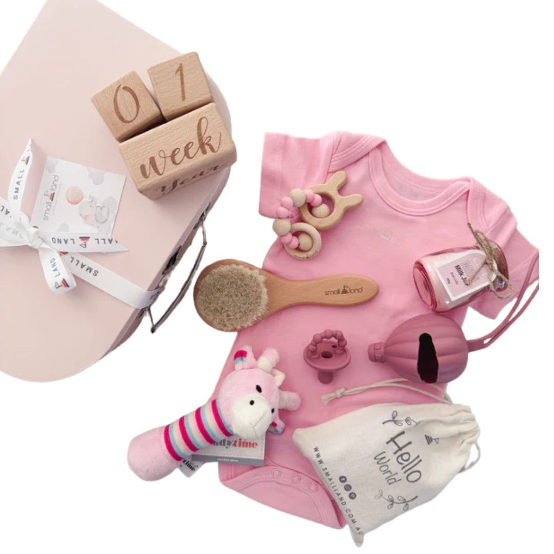 Small Land - Large Baby Girl Gift Box | Newborn & Baby Shower Gift Box