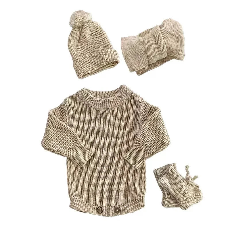 Breezy Co. - Unisex Knit Romper & Accessories Bundle | Sand