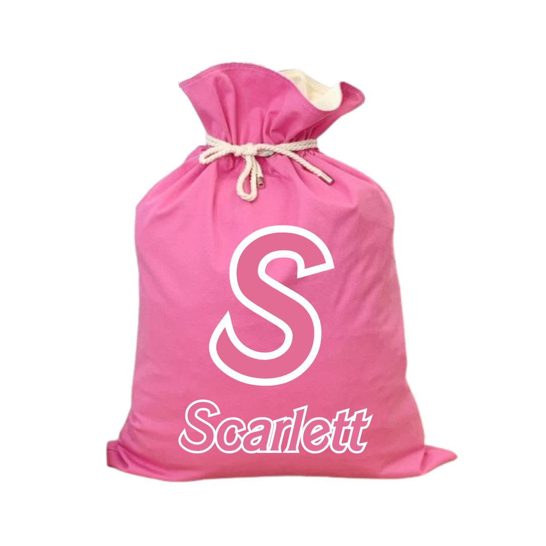 MLW By Design - Personalised Initial Pink Santa Sack