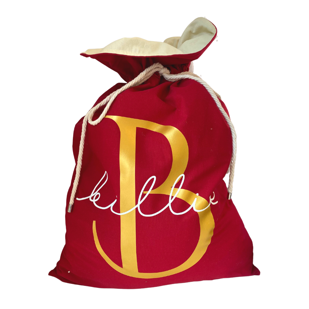 MLW By Design - Luxe Christmas Red Personalised Santa Sack
