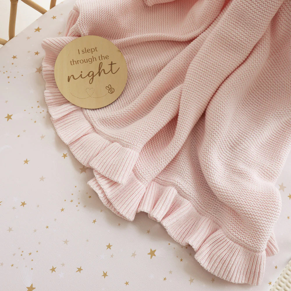 Snuggle Hunny Kids - Ruffle Knit Baby Blanket | Blush Pink