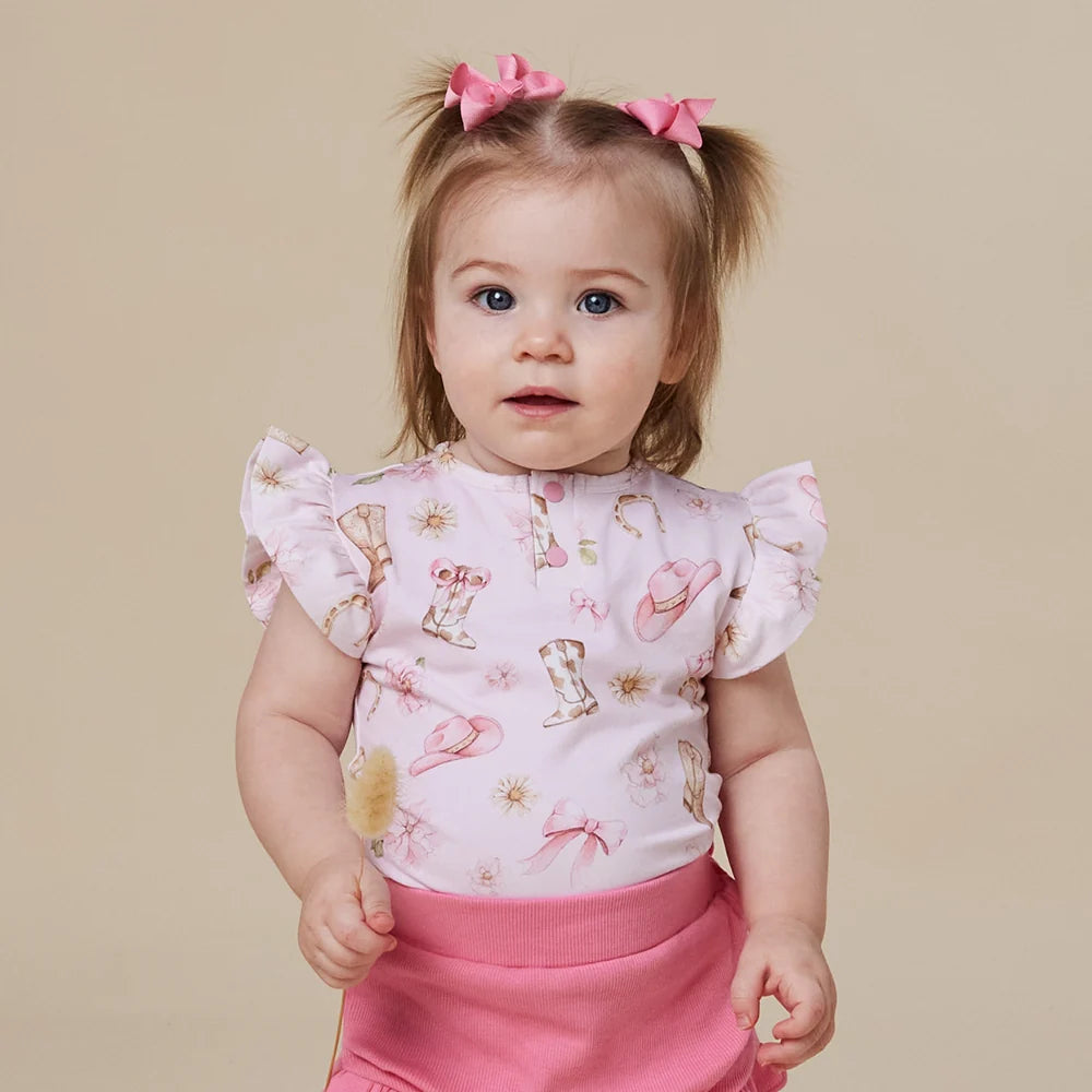 Snuggle Hunny Kids - Short Sleeve Frill Organic Bodysuit | Boots & Bows