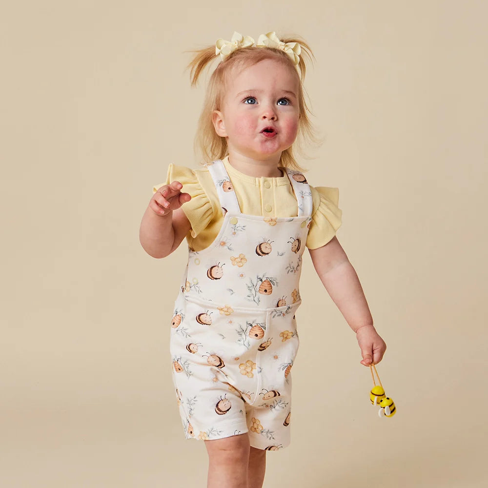 Snuggle Hunny Kids - Snuggle Overall Shorts | Bumblebees