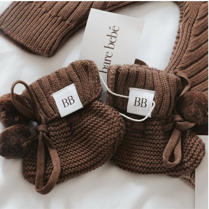 Bare Bebé - Knit Booties | Chocolate