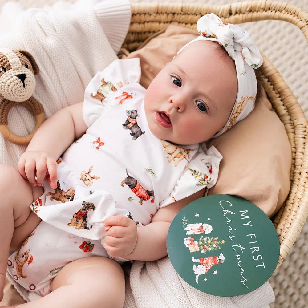 Snuggle Hunny Kids - Christmas Pups Short Sleeve Organic Dress