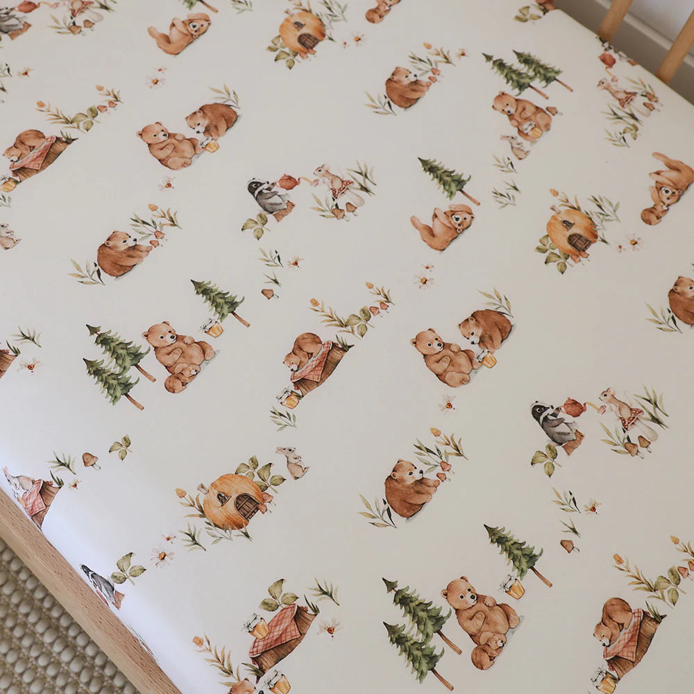 Snuggle Hunny Kids - Organic Fitted Cot Sheet | Bears