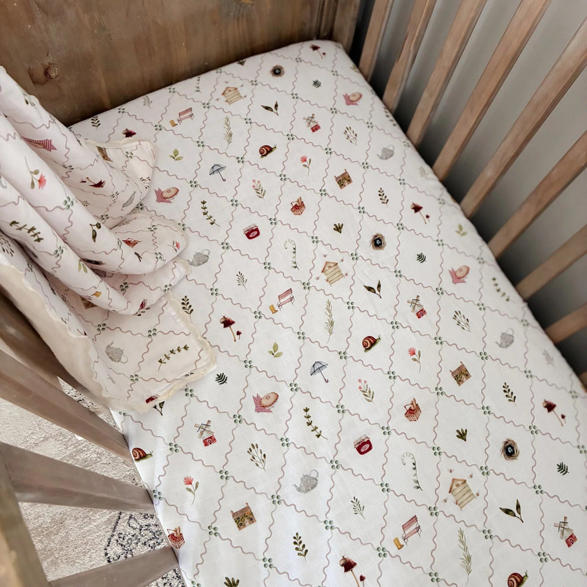 Pop Ya Tot - Fitted Cot Sheet | Cottage Picnic