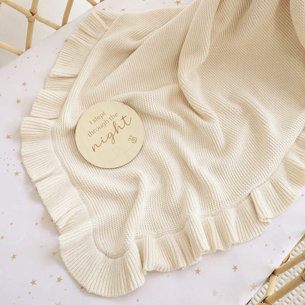 Snuggle Hunny Kids - Ruffle Knit Baby Blanket | Cream