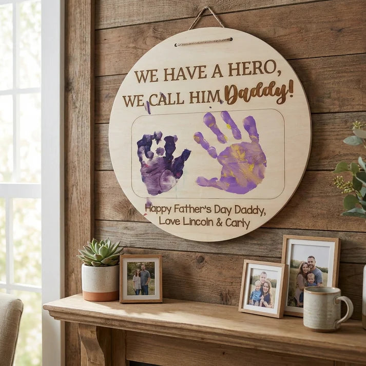 Timber Tinkers - Father’s Day Art Sign - We have a hero, we call him Daddy