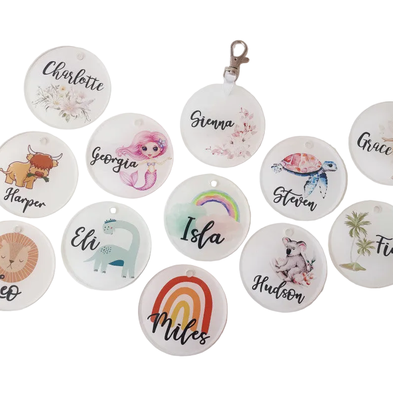 Timber Tinkers - Round Acrylic Bag Tag | Various Designs