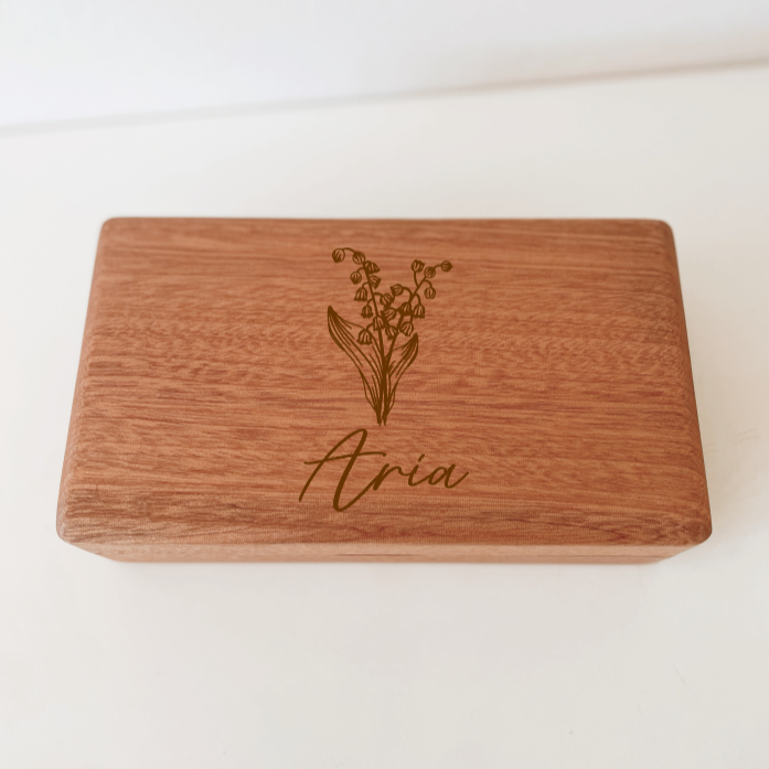 Timber Tinkers - Personalised Wooden Jewellery Box | Birth Flower
