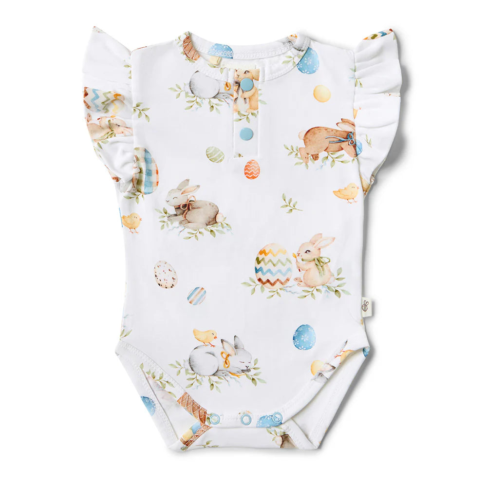 Snuggle Hunny Kids - Short Sleeve Frill Organic Bodysuit | Flopsy Bunnies