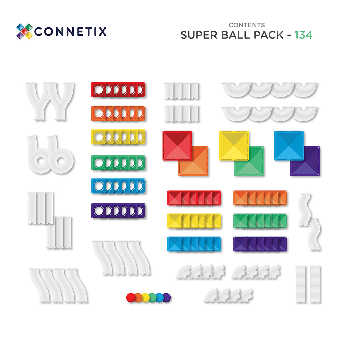 Connetix Tiles - 134 Piece Super Ball Run Pack