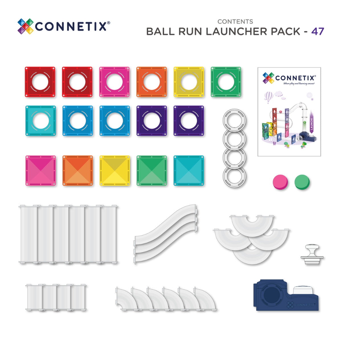 Connetix Tiles - 47 Piece Ball Launcher Pack