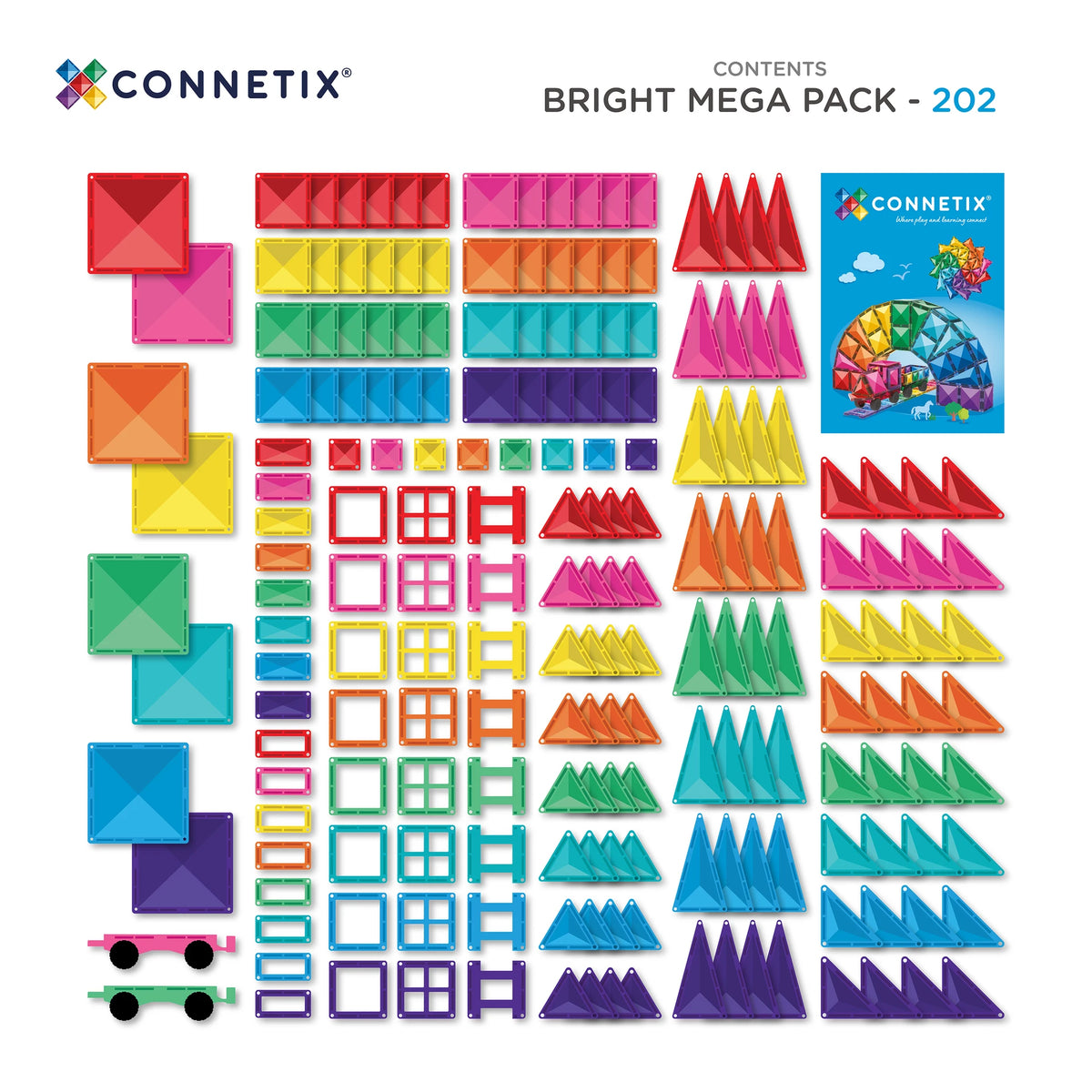 Connetix Tiles - 202 Piece Bright Mega Pack
