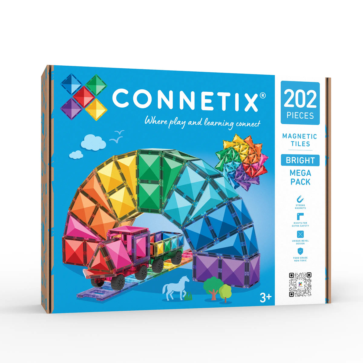 Connetix Tiles - 202 Piece Bright Mega Pack