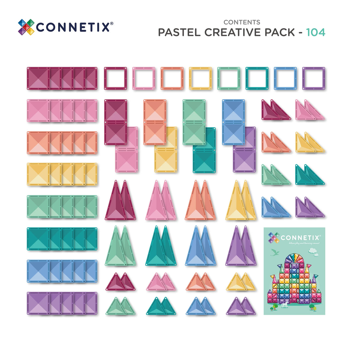 Connetix Tiles - 104 Piece Pastel Creative Pack