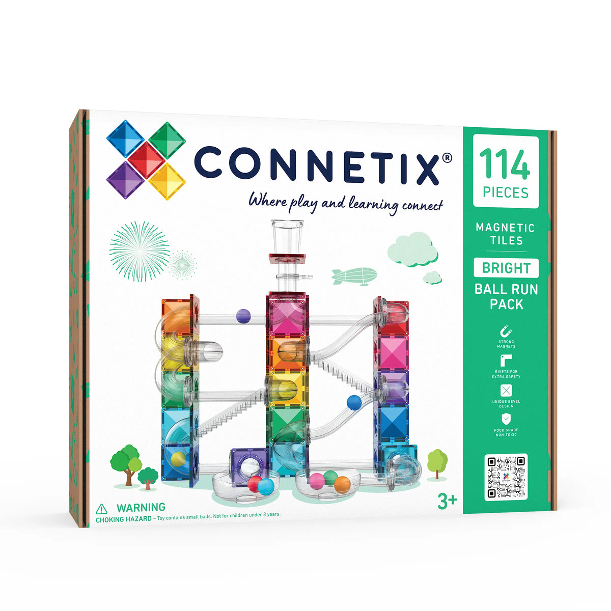 Connetix Tiles - 114 Piece Ball Run Bright Pack