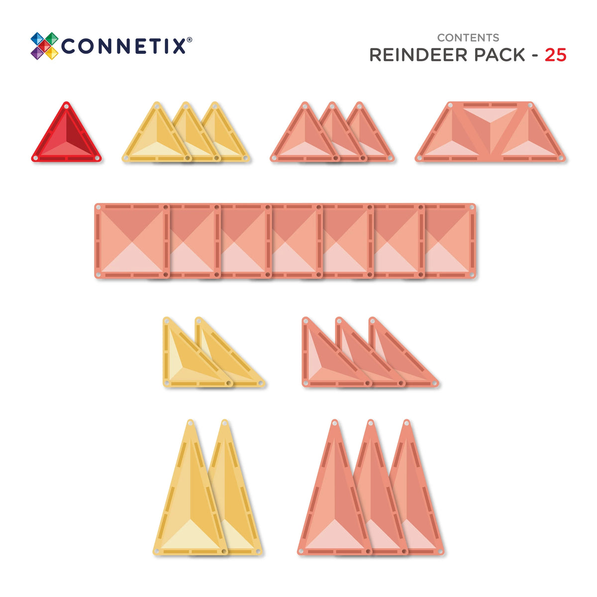 Connetix Tiles - 25 Piece Christmas Reindeer Pack