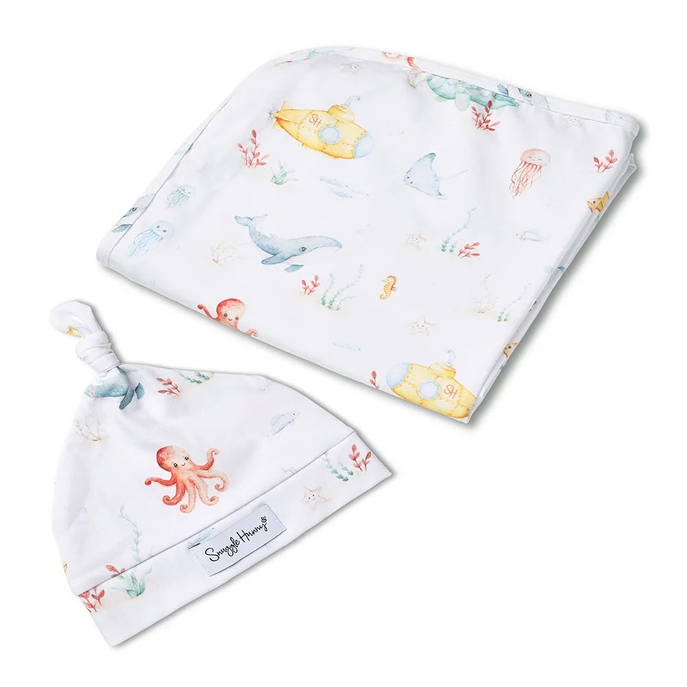 Snuggle Hunny Kids - Organic Baby Jersey Wrap & Beanie Set | Little Subs