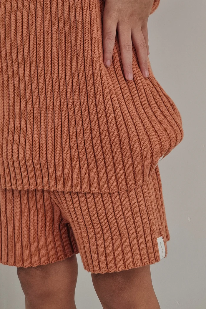 All Fenix - Mini Rib Knit Shorts | Ginger