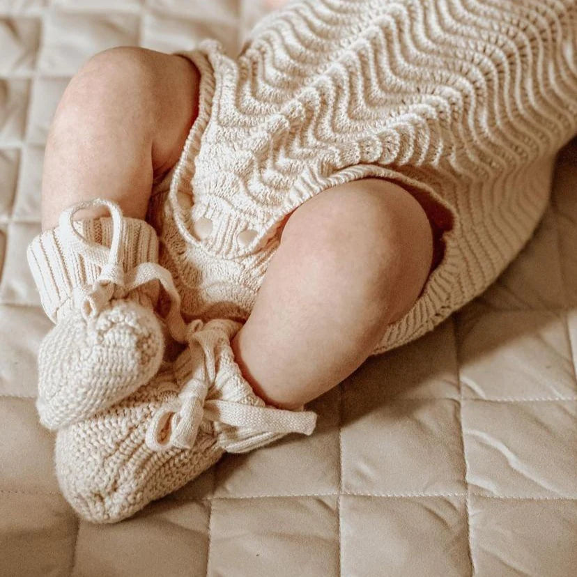 3 Little Crowns Textured Knit Booties Oat My Little Wardrobe