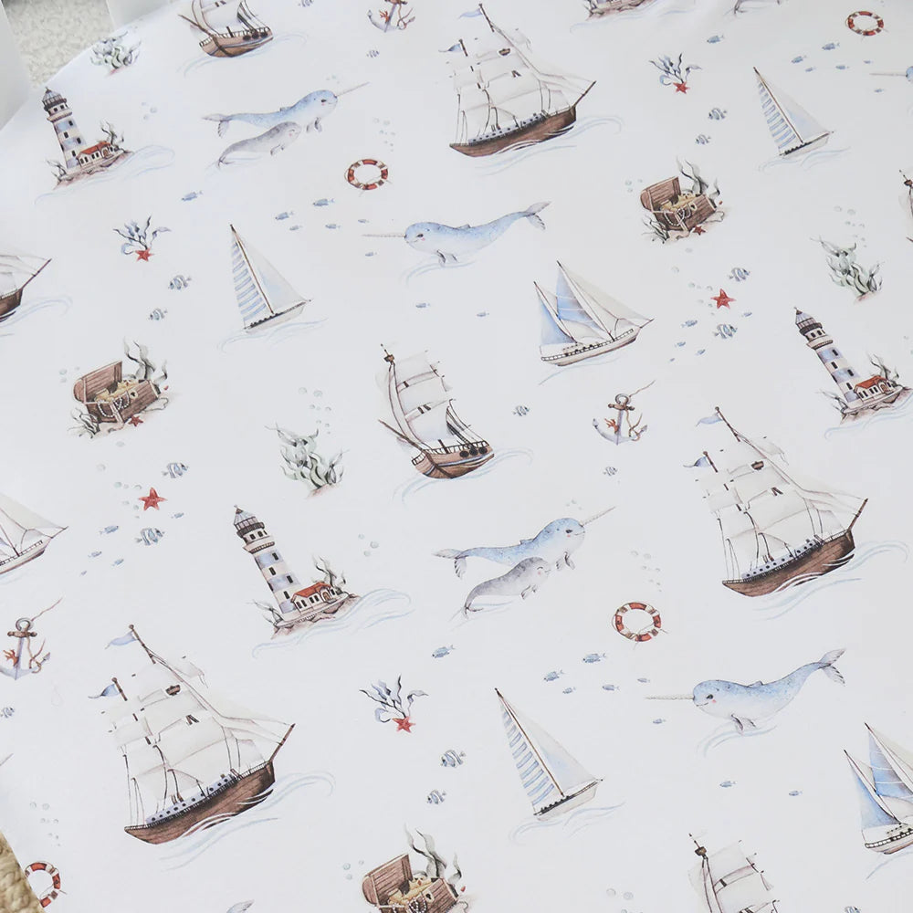 Snuggle Hunny Kids - Organic Fitted Cot Sheet | Set Sail