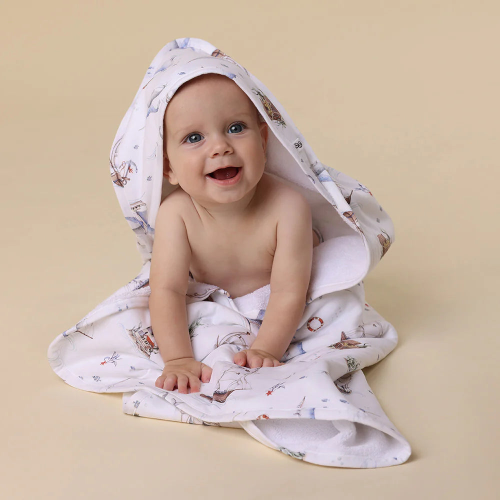 Snuggle Hunny Kids - Organic Hooded Baby Towel | Set Sail