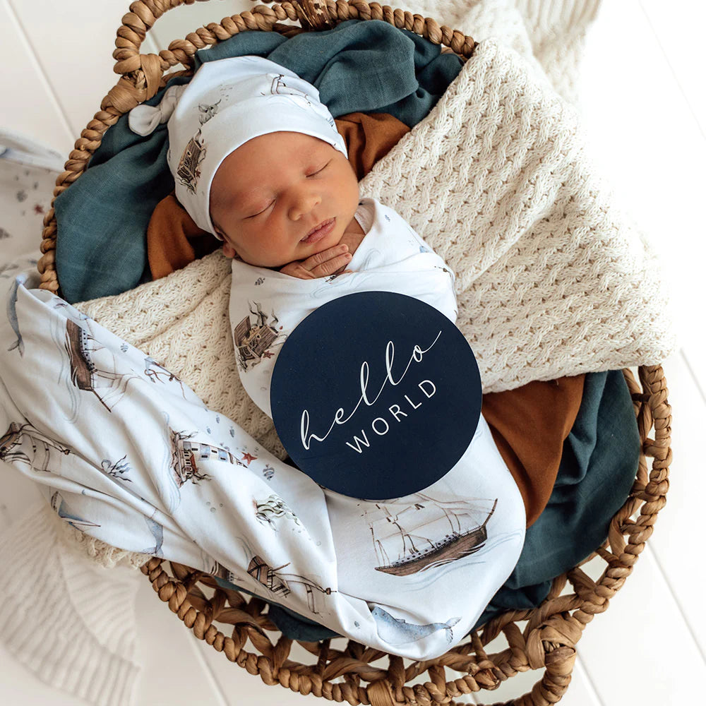 Snuggle Hunny Kids - Organic Baby Jersey Wrap & Beanie Set | Set Sail