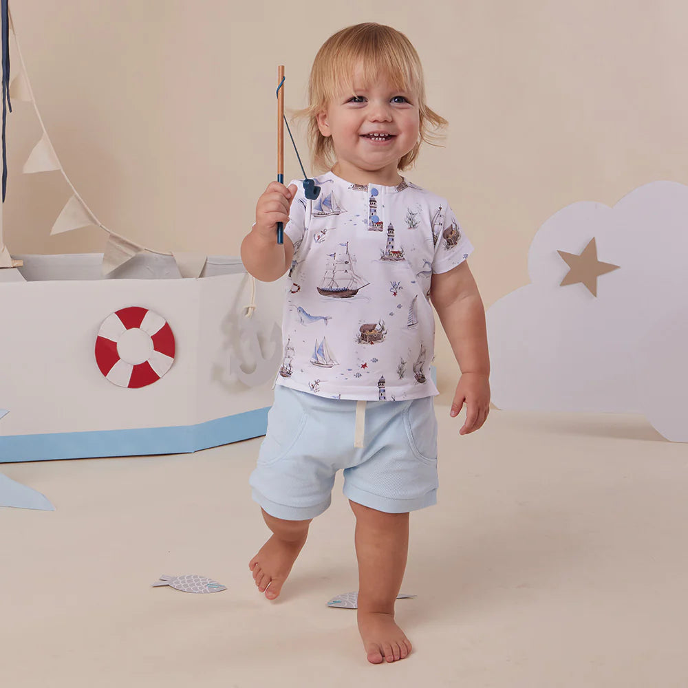 Snuggle Hunny Kids - Short Sleeve Organic Top | Set Sail