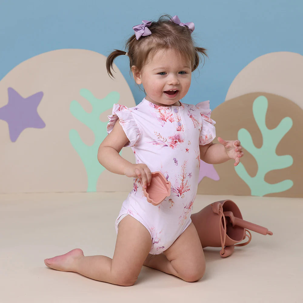Snuggle Hunny Kids - Short Sleeve Organic Bodysuit | Coral