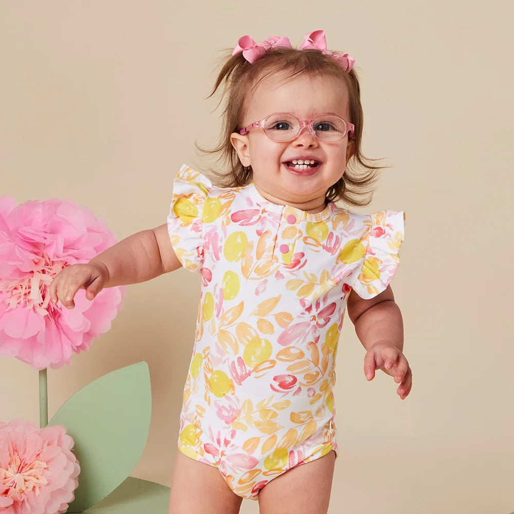 Snuggle Hunny Kids - Short Sleeve Frill Organic Bodysuit | Sofia