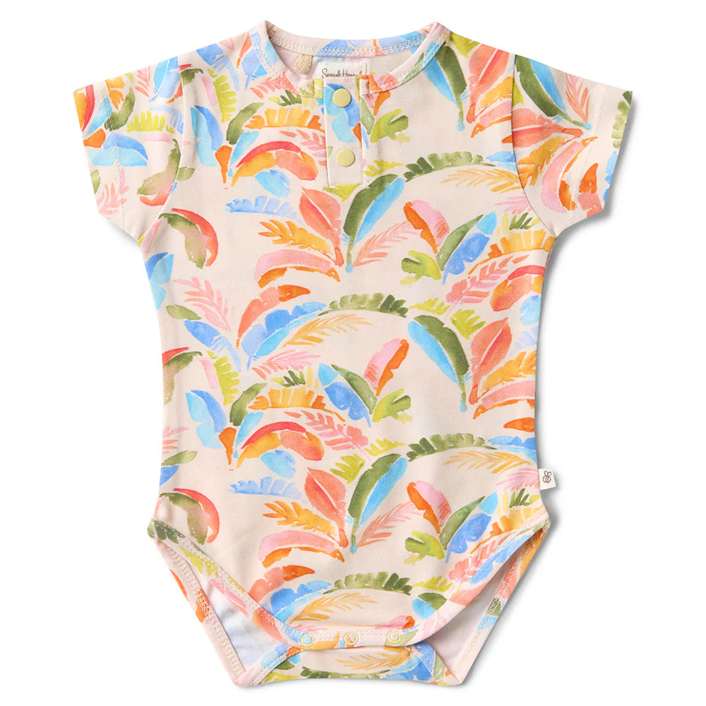 Snuggle Hunny Kids - Short Sleeve Organic Bodysuit | Summer Palm