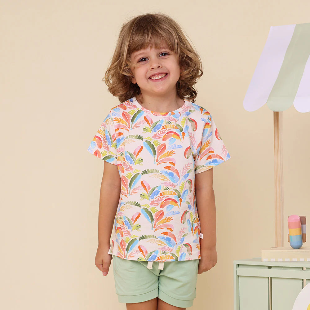 Snuggle Hunny Kids - Short Sleeve Organic T-Shirt | Summer Palm