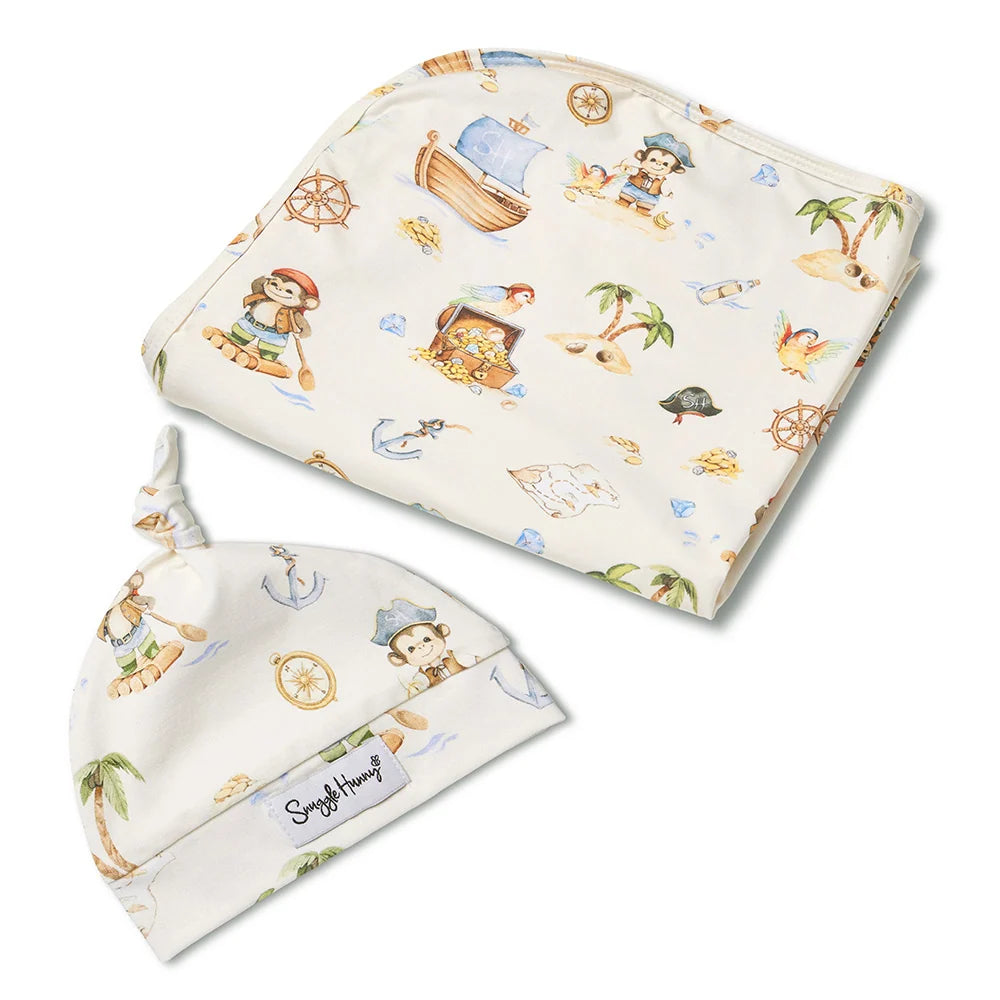 Snuggle Hunny Kids - Organic Baby Jersey Wrap & Beanie Set | Treasure Island