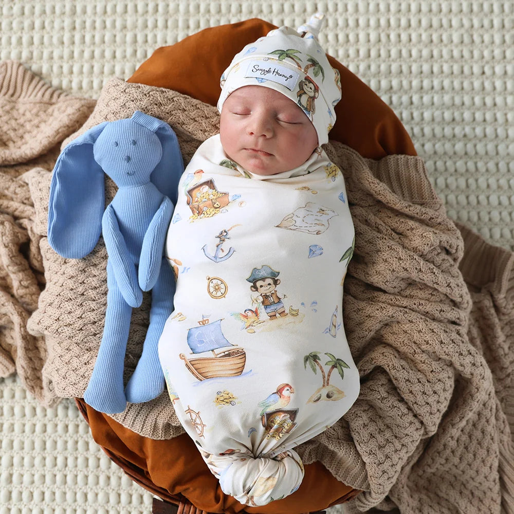 Snuggle Hunny Kids - Organic Baby Jersey Wrap & Beanie Set | Treasure Island