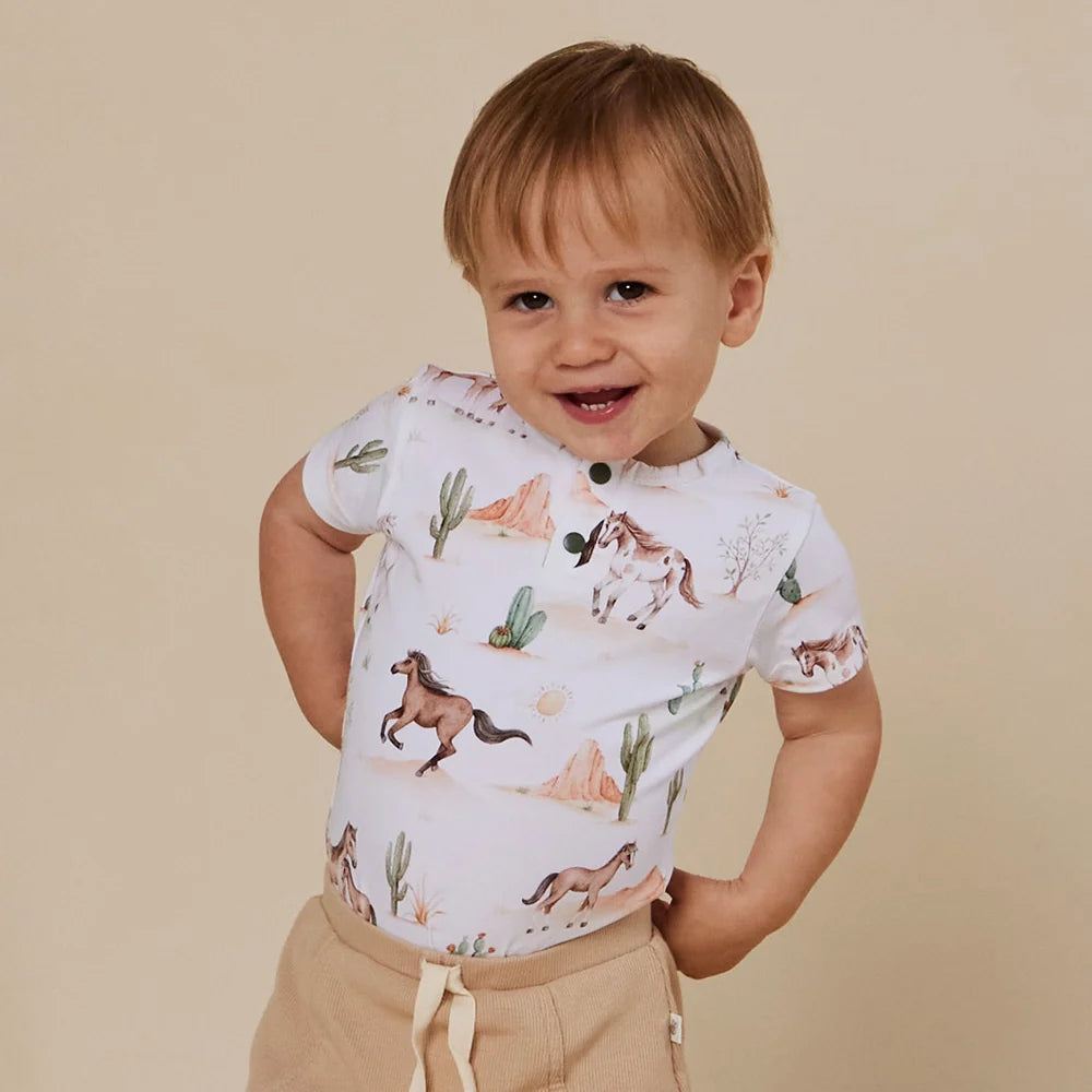 Snuggle Hunny Kids - Short Sleeve Organic Bodysuit | Wild Horses