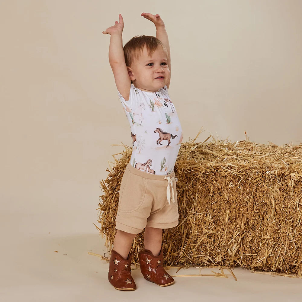 Snuggle Hunny Kids - Short Sleeve Organic Bodysuit | Wild Horses