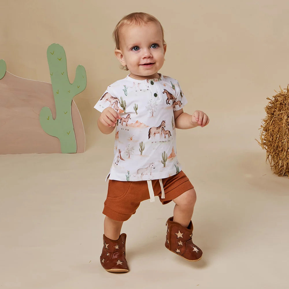 Snuggle Hunny Kids - Short Sleeve Organic Top | Wild Horses